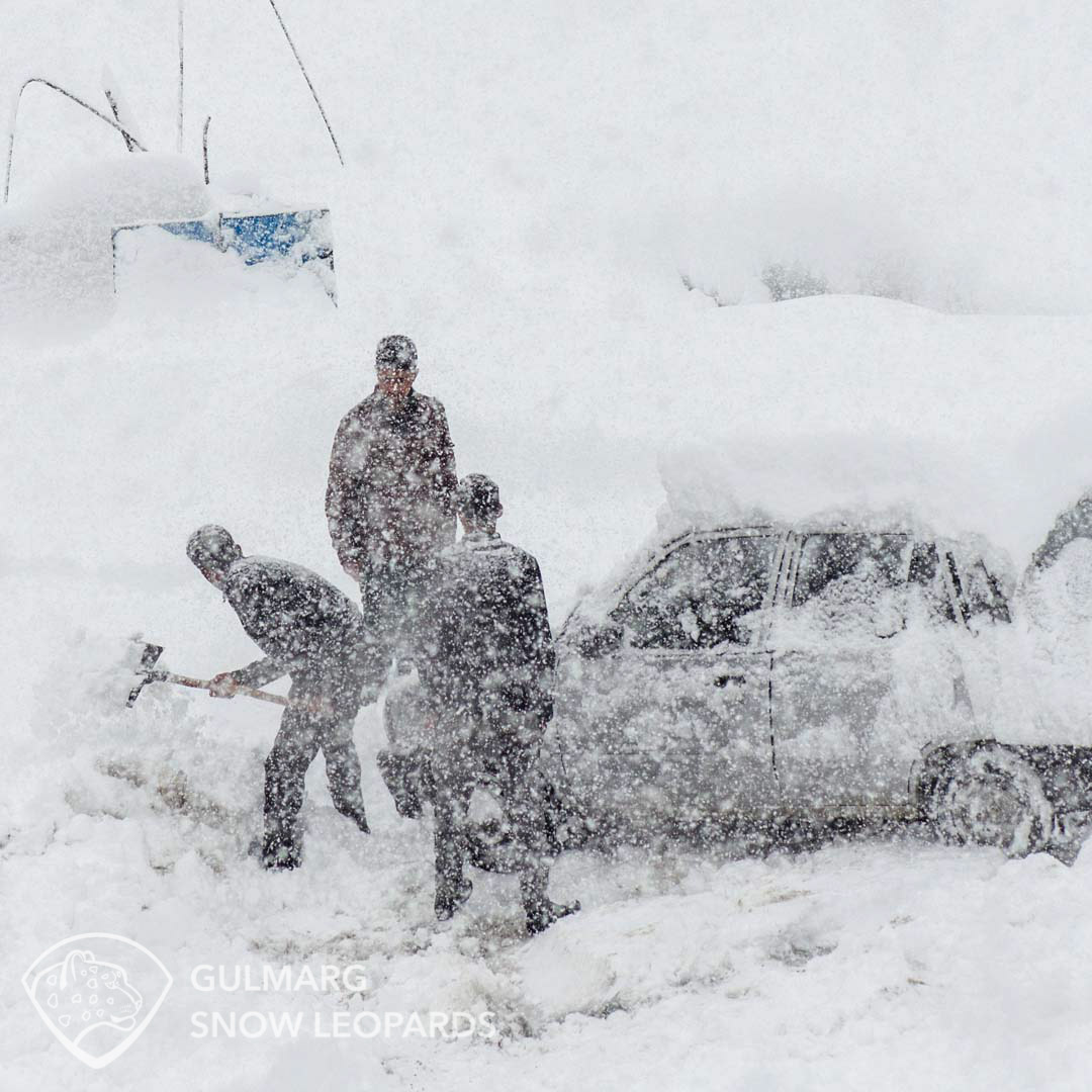 Heavy snow in the ski village of Gulmarg